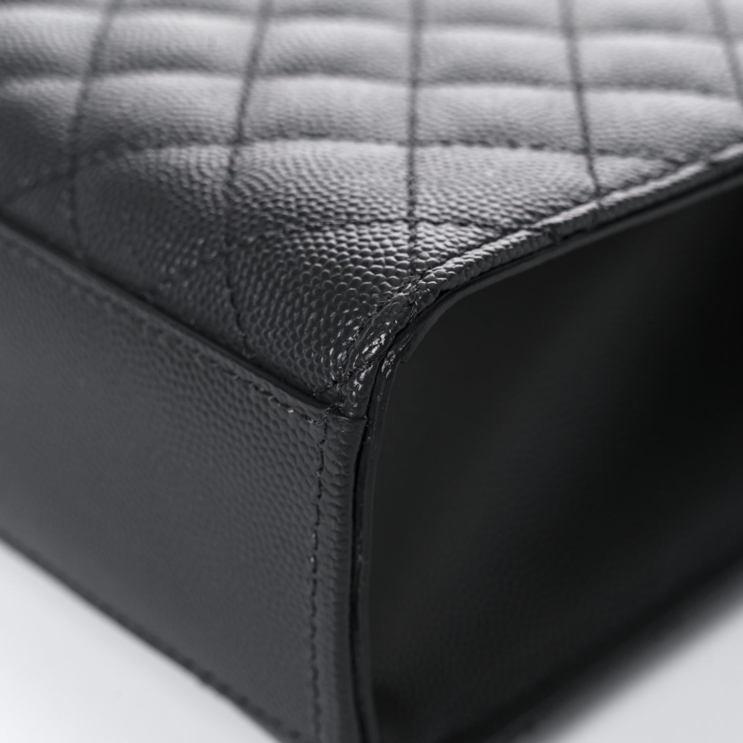 Grain De Poudre Textured Mixed Matelasse Large Triquilt Monogram Satchel Asphalt