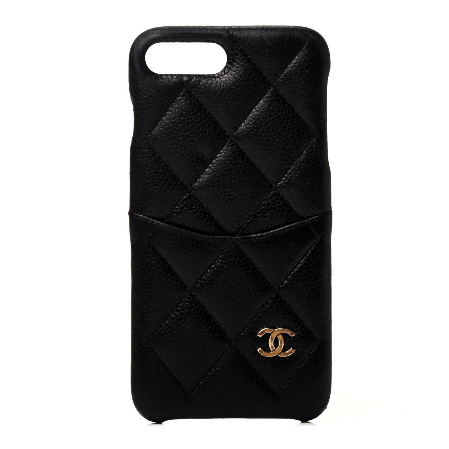Grained Lambskin Quilted iPhone 8 Plus Coco Tech Case Black