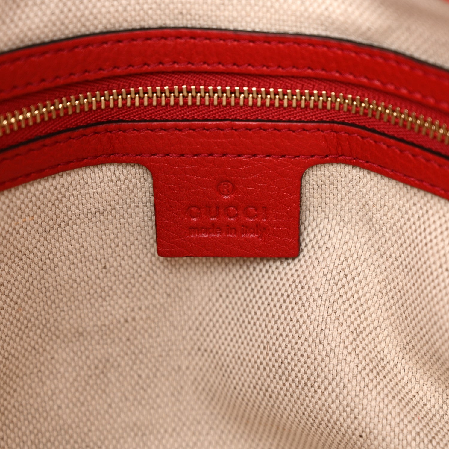 Gucci Pebbled Calfskin Medium Soho Chain Shoulder Bag Tabasco Red 6 of 10