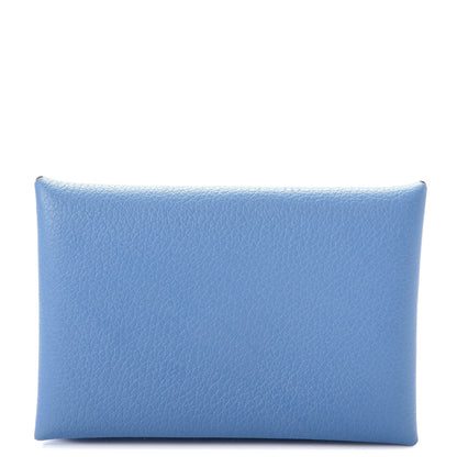 Hermes Evercolor Calvi Card Case Bleu Paradis Orange Poppy 1 of 7