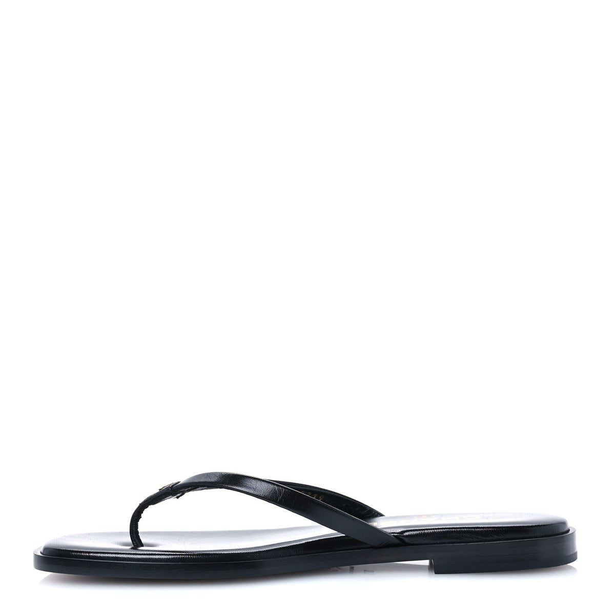 Chanel Goatskin CC Times Square Thong Sandals 37.5 Black 1 of 9