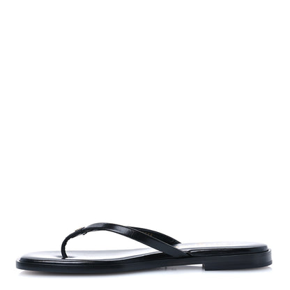 Chanel Goatskin CC Times Square Thong Sandals 37.5 Black 1 of 9