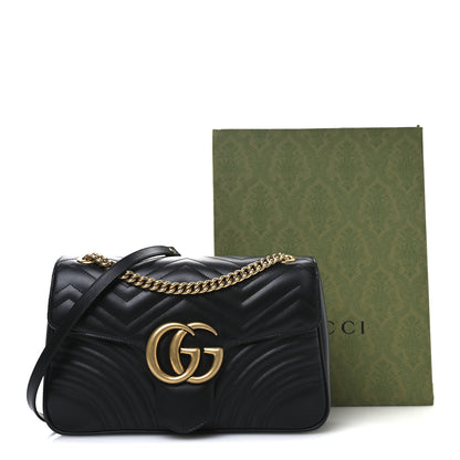 Gucci Calfskin Matelasse Medium GG Marmont Shoulder Bag Black 11 of 11