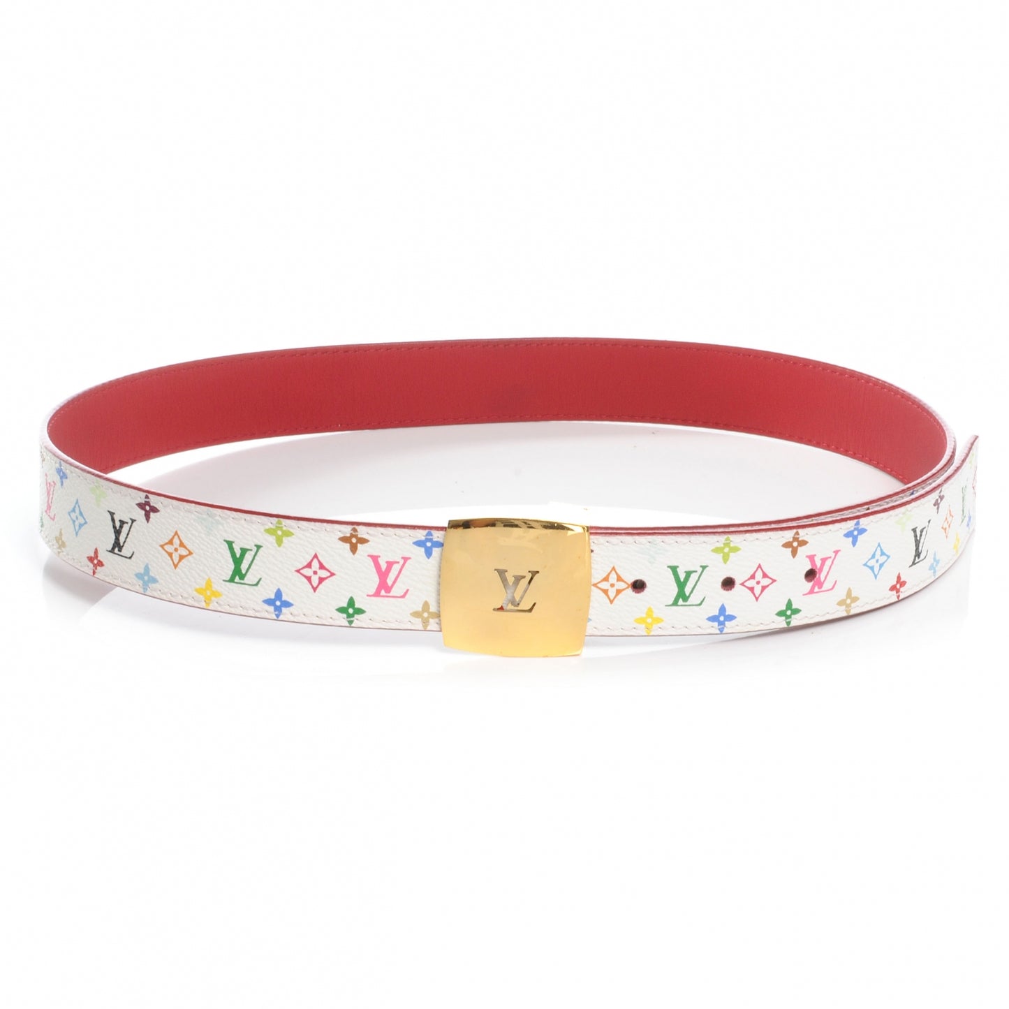 Monogram Multicolor LV Cut Reversible Belt 80 32 White