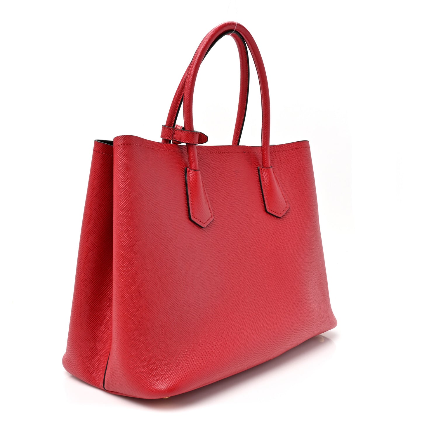 Saffiano Cuir Medium Double Bag Fuoco Black