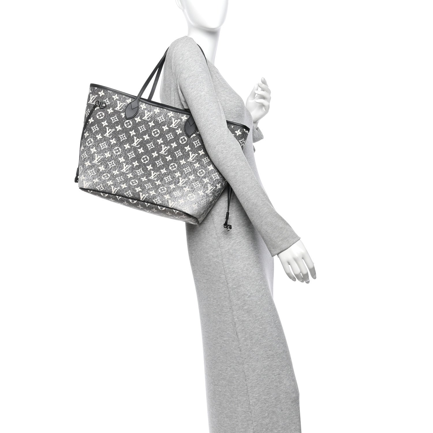 Louis Vuitton Denim Monogram Jacquard Neverfull MM Grey 2 of 10