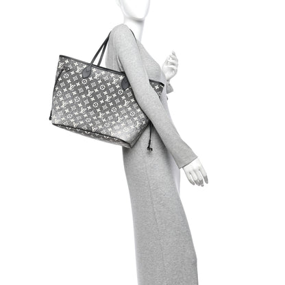 Louis Vuitton Denim Monogram Jacquard Neverfull MM Grey 2 of 10