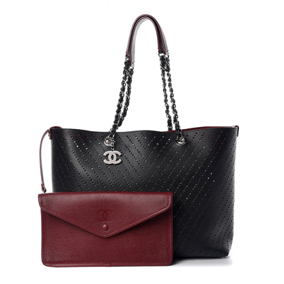 Chanel Perforated Grained Calfskin Large Shopping Tote Black 1 of 12