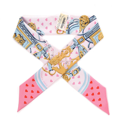 Hermes Silk Brides de Gala Love Twilly Rose Pale Bleu Glacier Rose 1 of 4