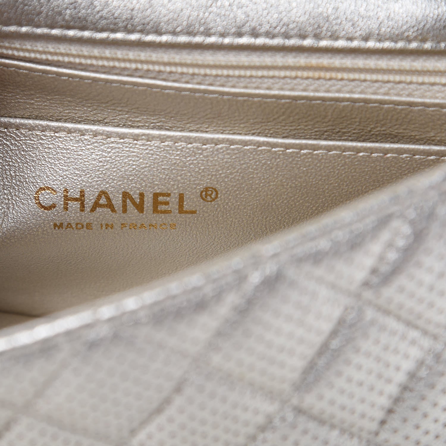 Chanel Metallic Lambskin Perforated Mini Rectangular Flap Light Gold 6 of 10