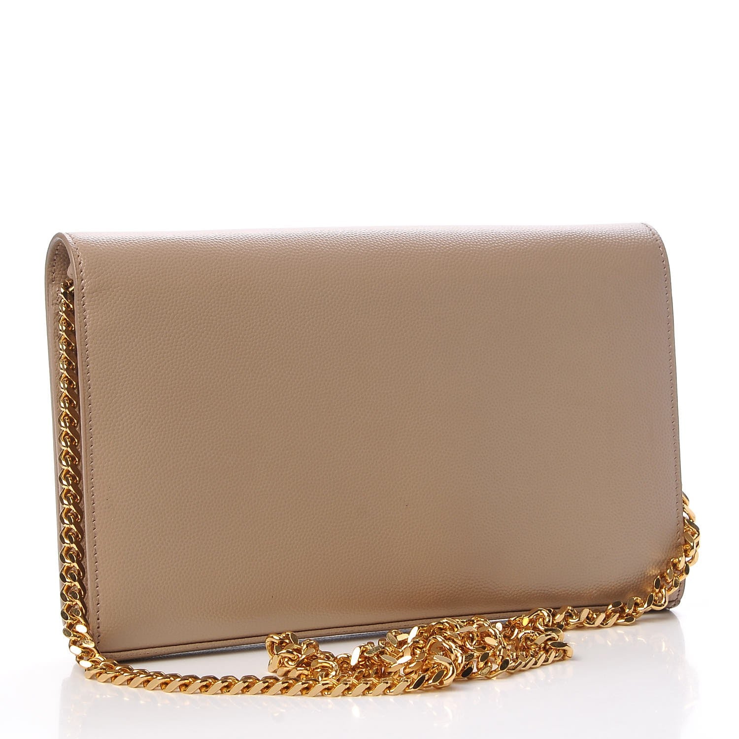 Saint Laurent Grain De Poudre Monogram Chain Wallet Dark Beige 3 of 10