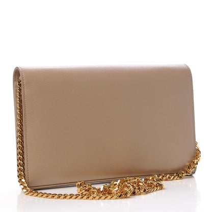 Saint Laurent Grain De Poudre Monogram Chain Wallet Dark Beige 3 of 10