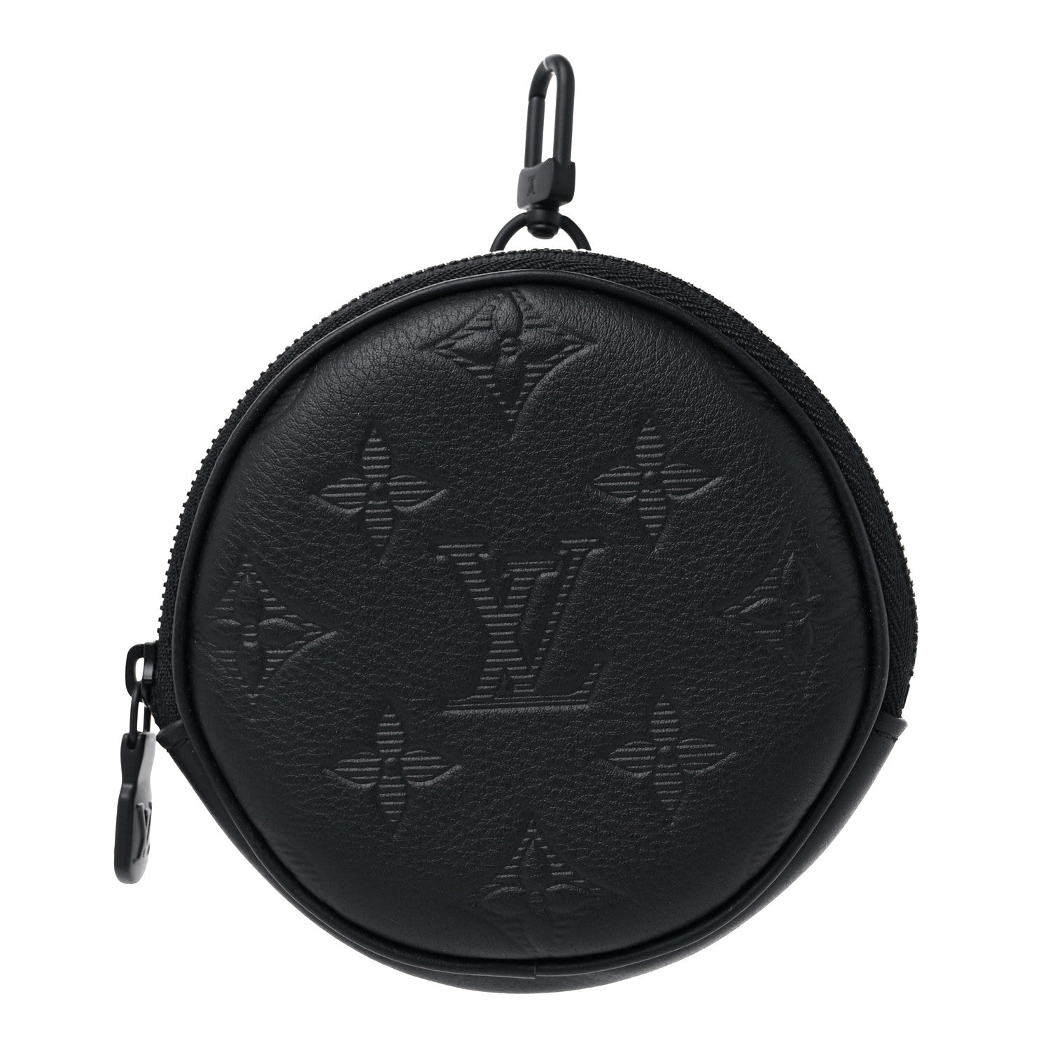 Louis Vuitton Calfskin Shadow Monogram Round Coin Purse Black 1 of 7