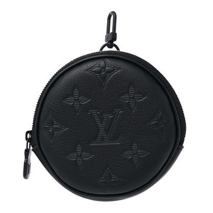 Louis Vuitton Calfskin Shadow Monogram Round Coin Purse Black 1 of 7