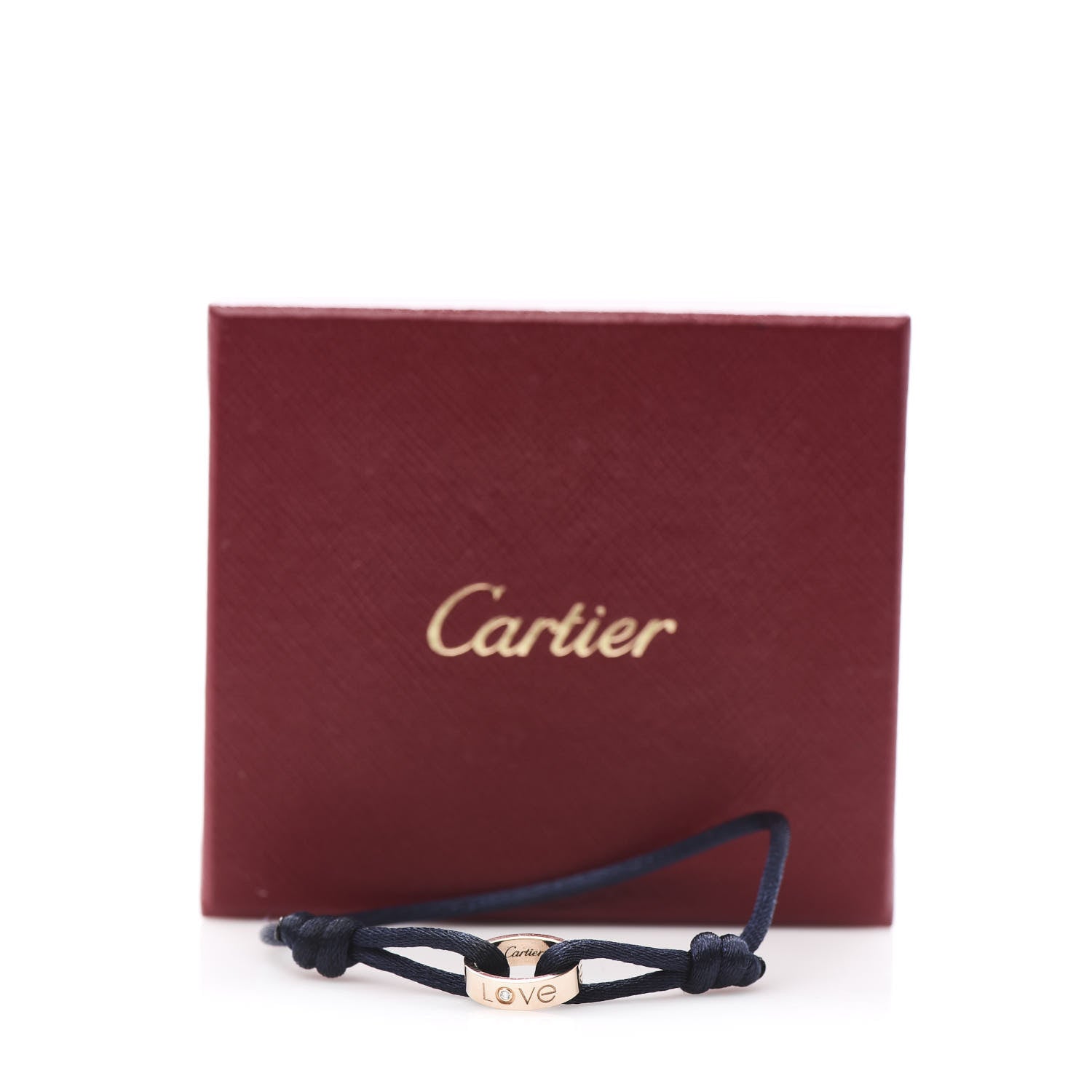 Cartier 18K Pink Gold Diamond Charity LOVE Adjustable Cord Bracelet Blue 6 of 6