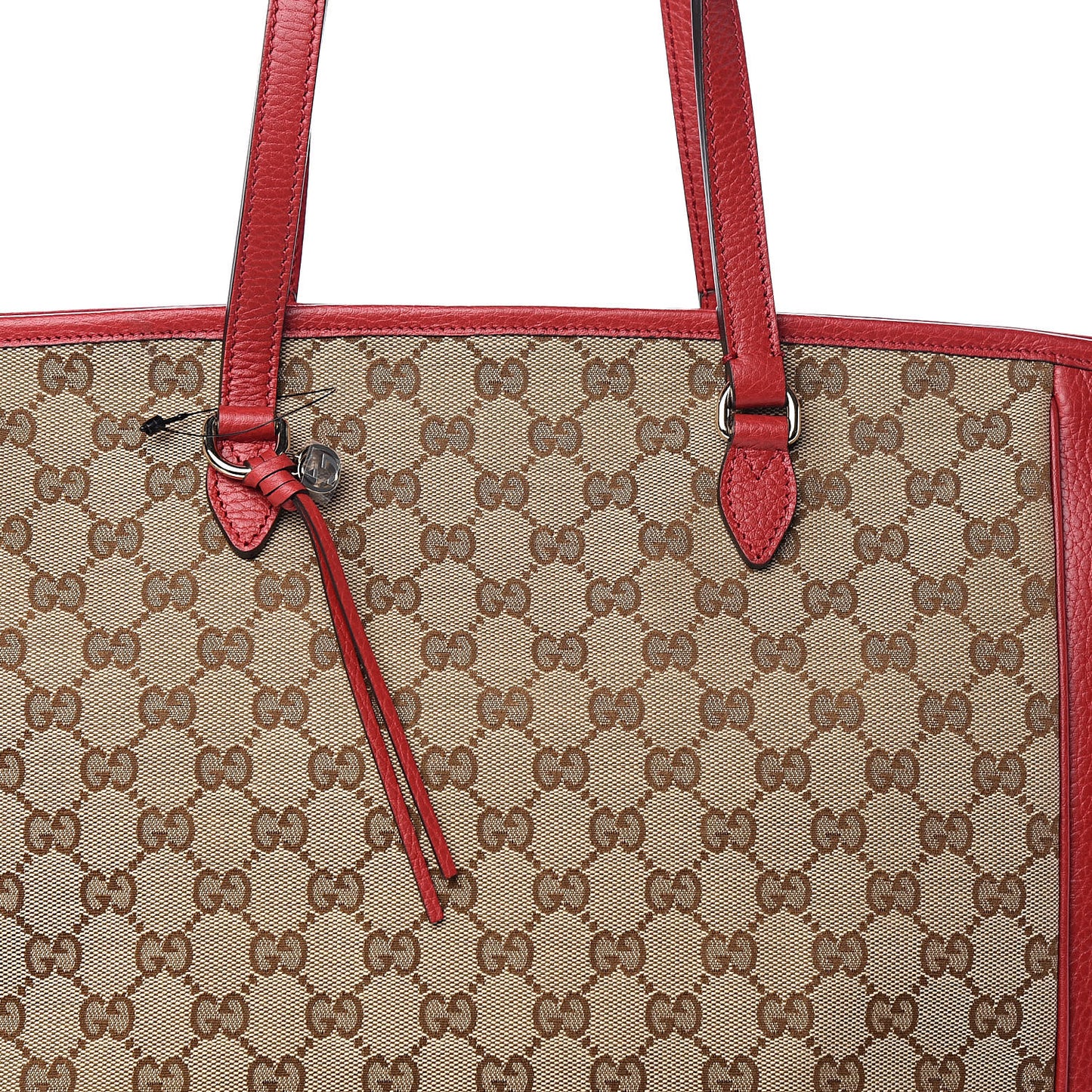 Monogram Bree Zippered Tote Beige Red