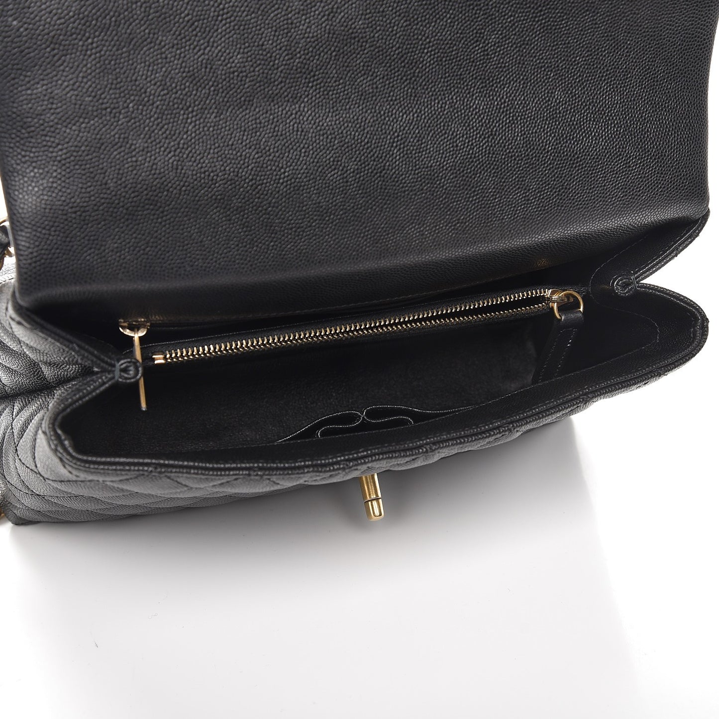 Caviar Lizard Quilted Small Coco Handle Flap Black