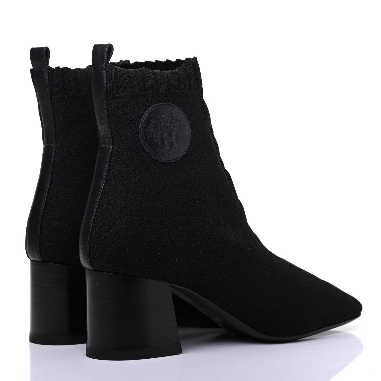 Knit Calfskin Volver Ankle Boots 37.5 Black