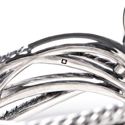 David Yurman Sterling Silver Diamond Rose Quartz 16mm Cable Wrap Ring 55 7.25 6 of 7
