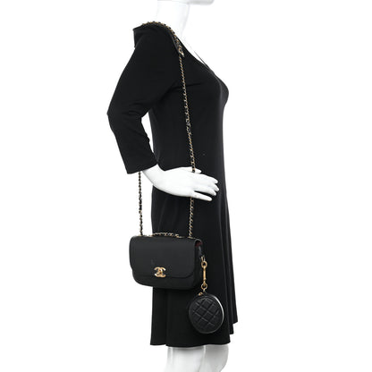 Chanel Calfskin Quilted Multi Pouching Flap And Coin Purse Black 2 of 11