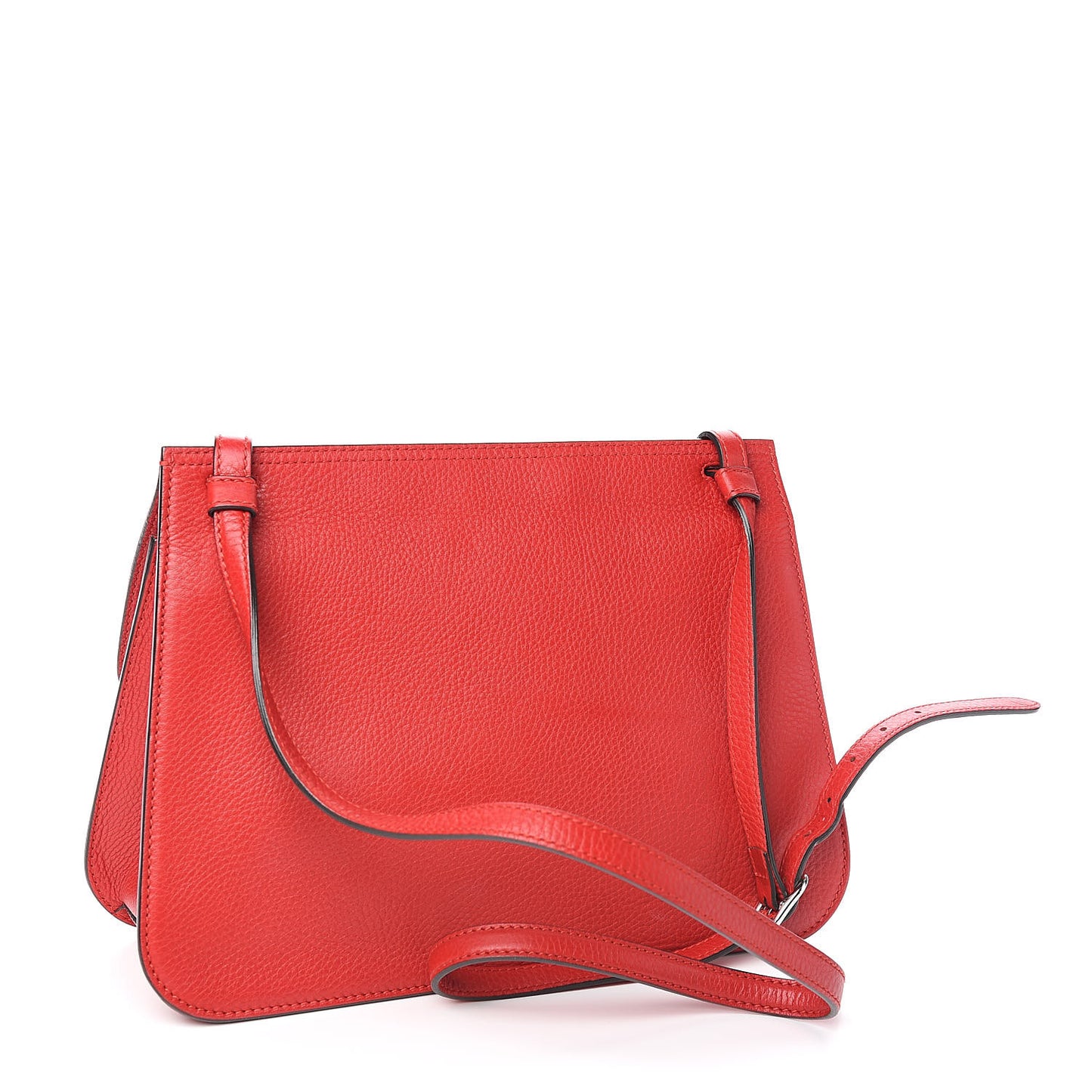 Pebbled Calfskin Medium Bamboo Daily Flap Shoulder Bag Red