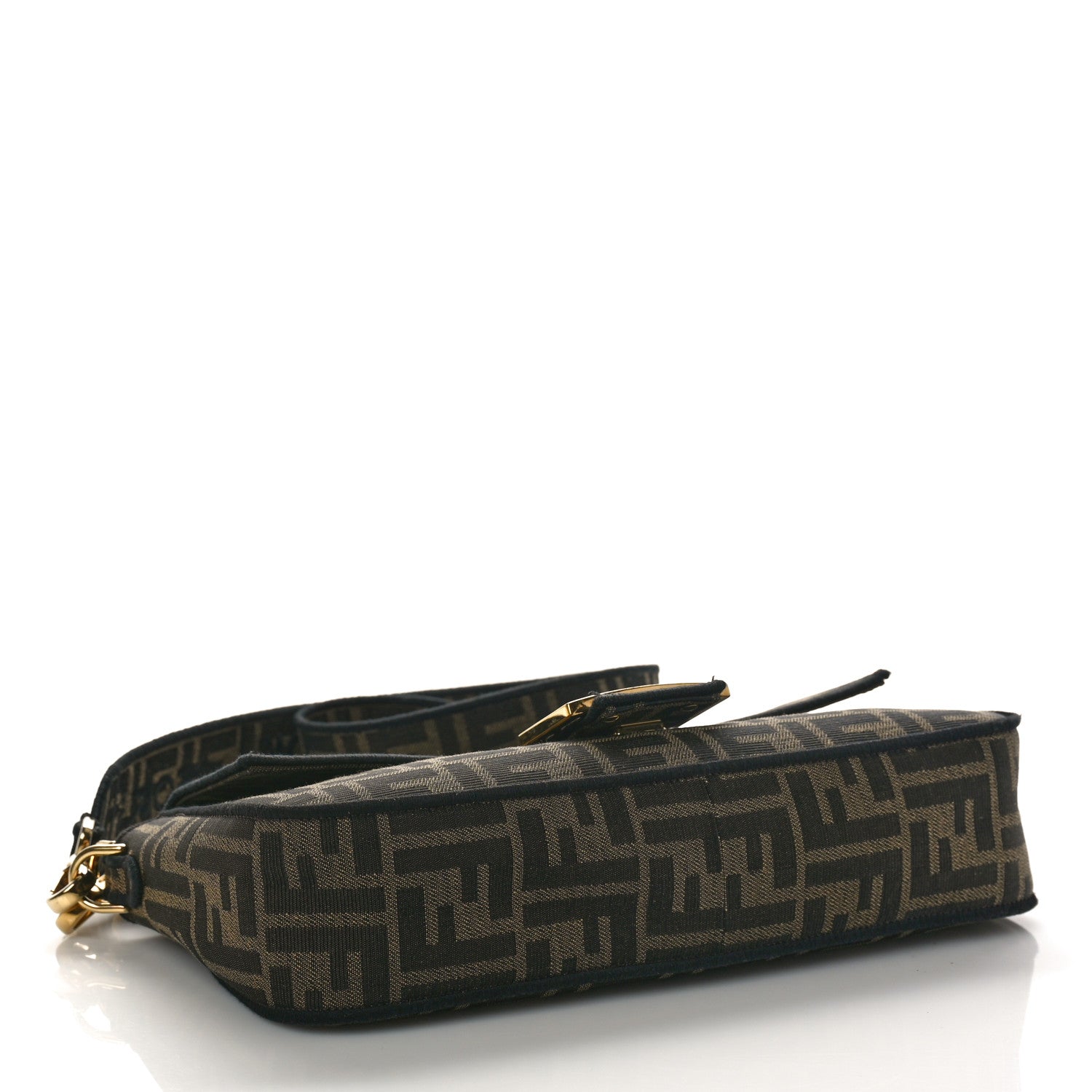 Fendi Fabric Jacquard FF 1974 Medium Baguette Tobacco Moro Black 4 of 9