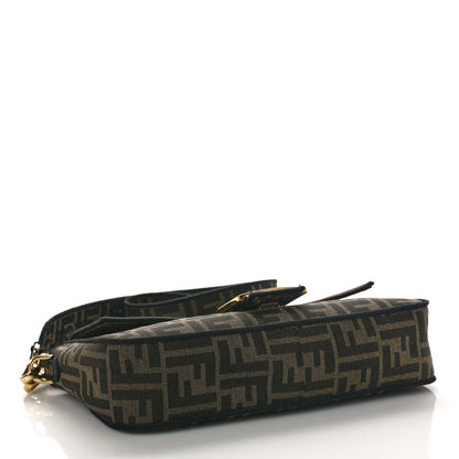 Fendi Fabric Jacquard FF 1974 Medium Baguette Tobacco Moro Black 4 of 9