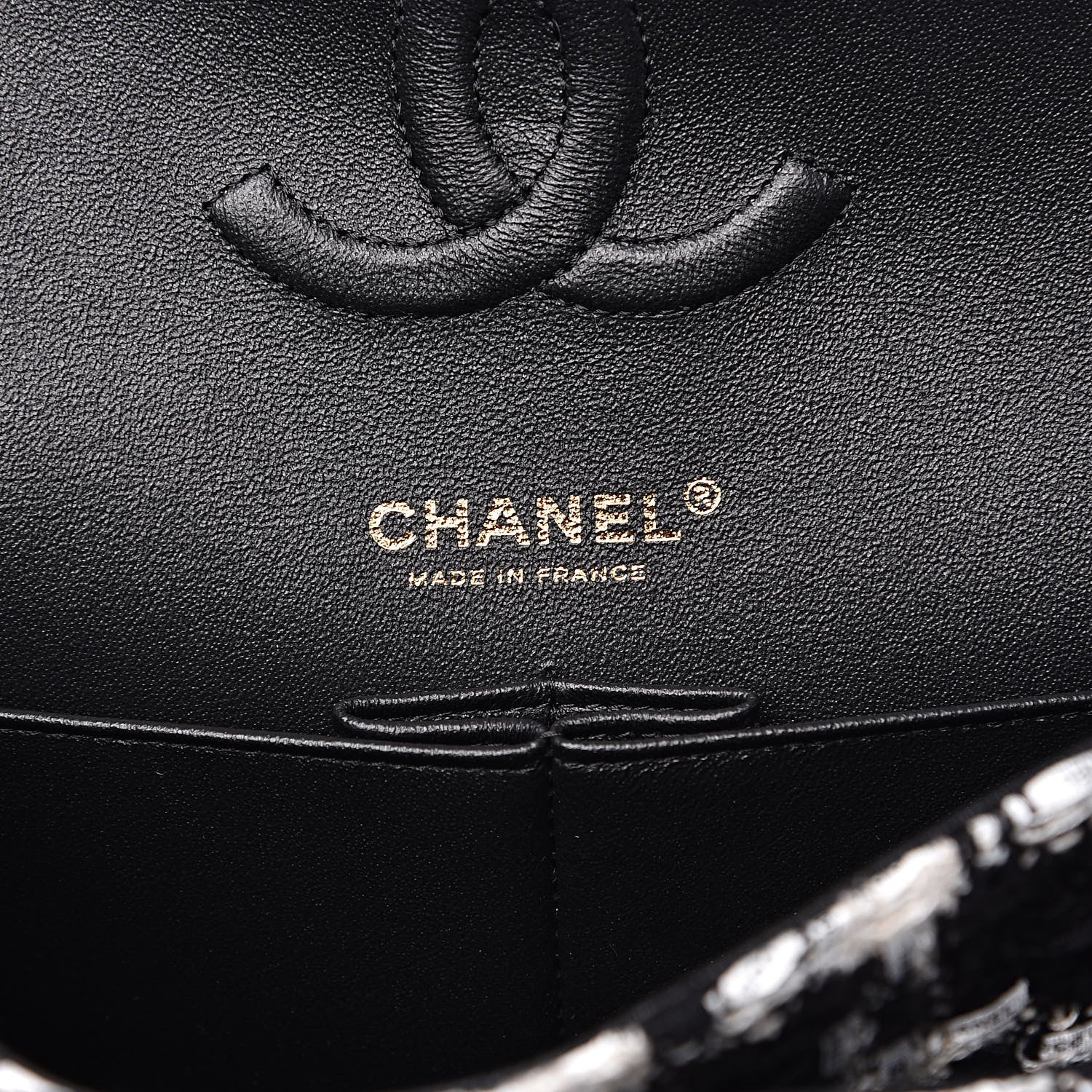 Chanel Tweed Quilted Medium Double Flap Black Ecru White 6 of 11