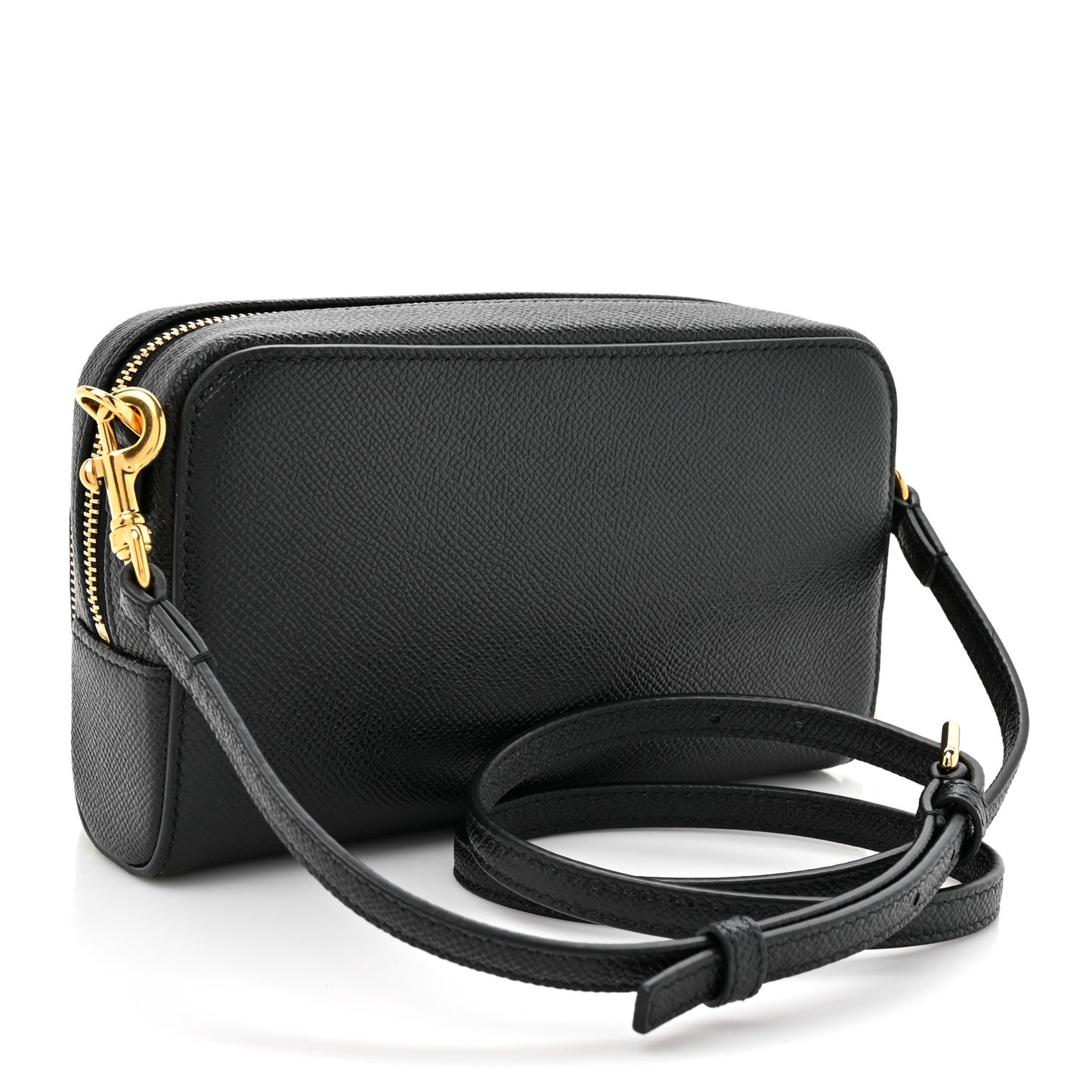 Grained Calfskin Caro Double Pouch Black