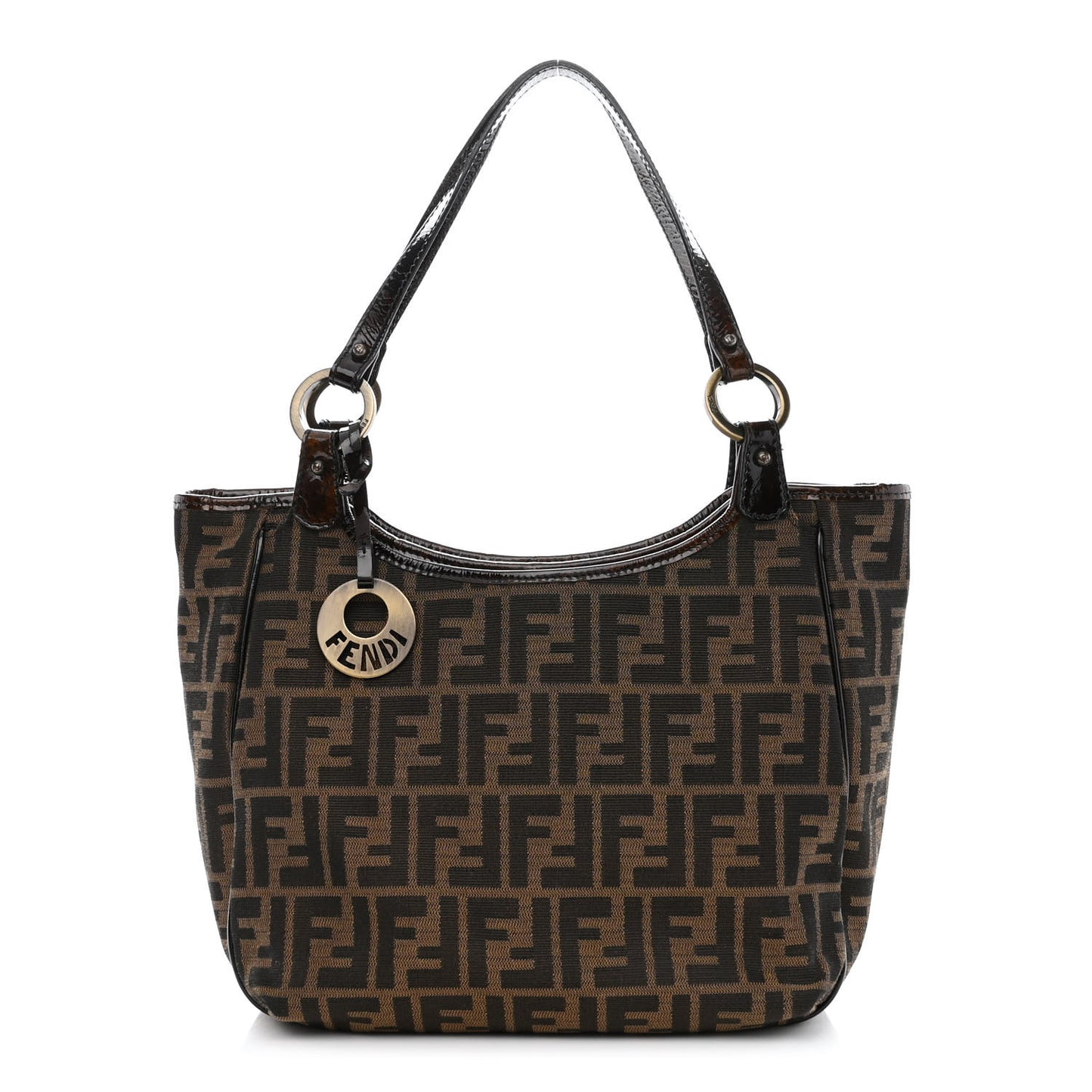 Zucca Patent Small Chef Shopping Tote Tobacco Moro