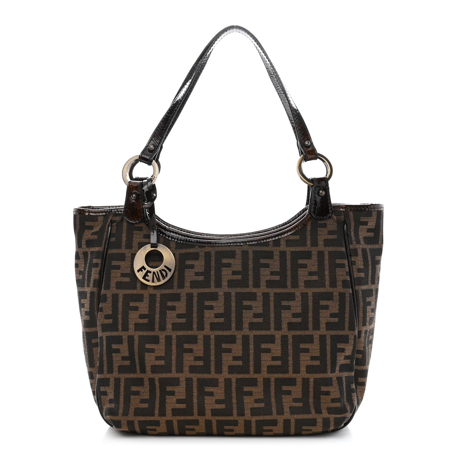 Fendi Zucca Patent Small Chef Shopping Tote Tobacco Moro 1 of 11