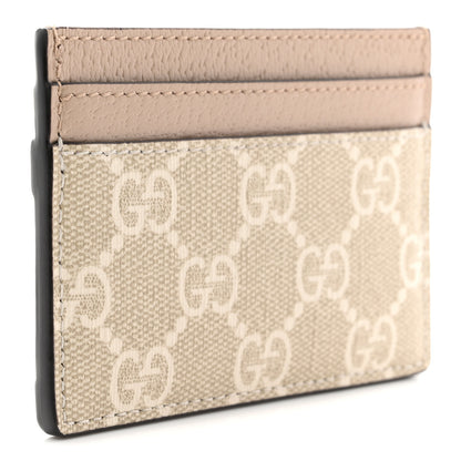 Gucci GG Supreme Monogram Textured Dollar Calfskin Web Ophidia Card Holder Beige Mystic White Oatmeal 3 of 6
