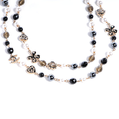 Chanel Pearl Crystal CC Beaded Lucky Charms Long Necklace Gold 3 of 7