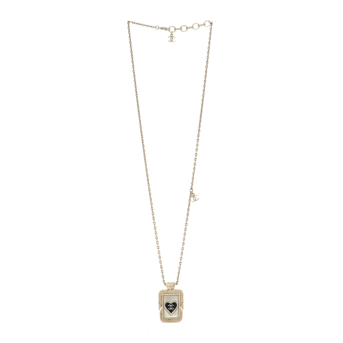Metal Resin Enamel Crystal CC Necklace Gold Black White