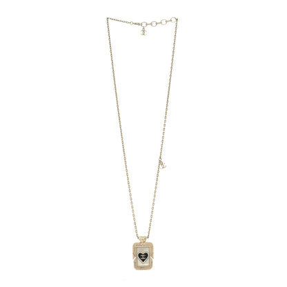 Chanel Metal Resin Enamel Crystal CC Necklace Gold Black White 3 of 6