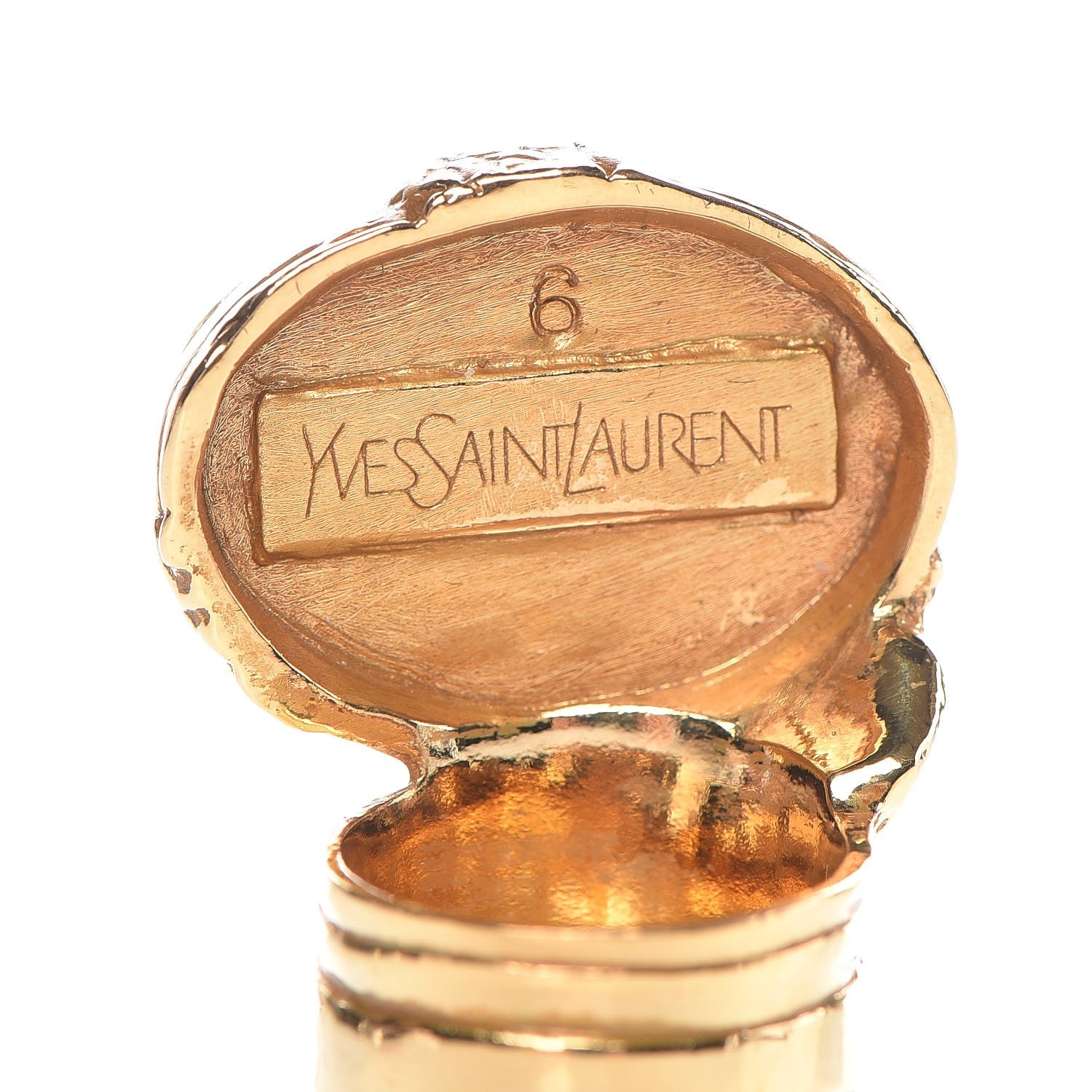 Saint Laurent Glass Cabochon Arty Ovale Ring 6 Gold Turquoise 4 of 4