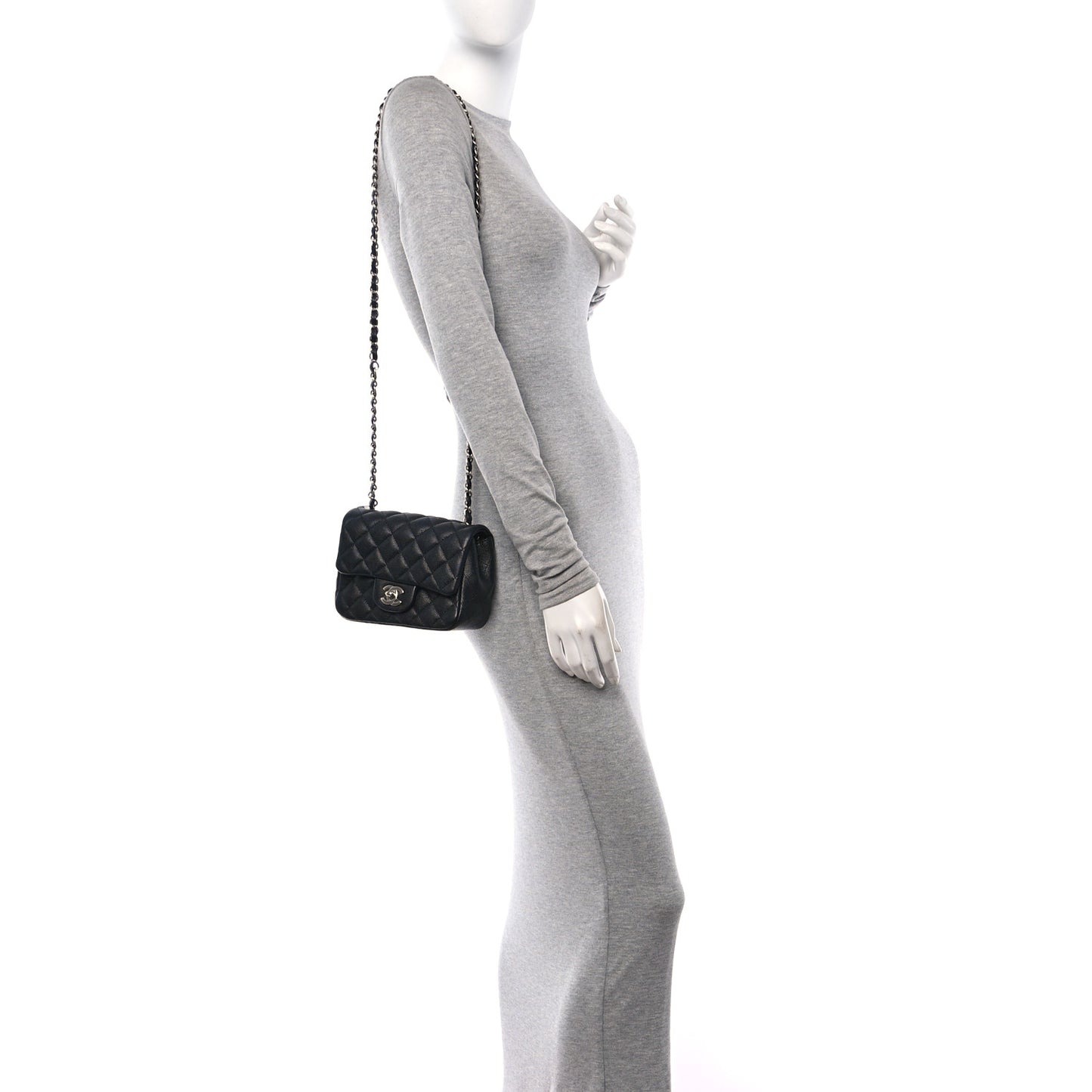 Caviar Quilted Mini Square Flap Black