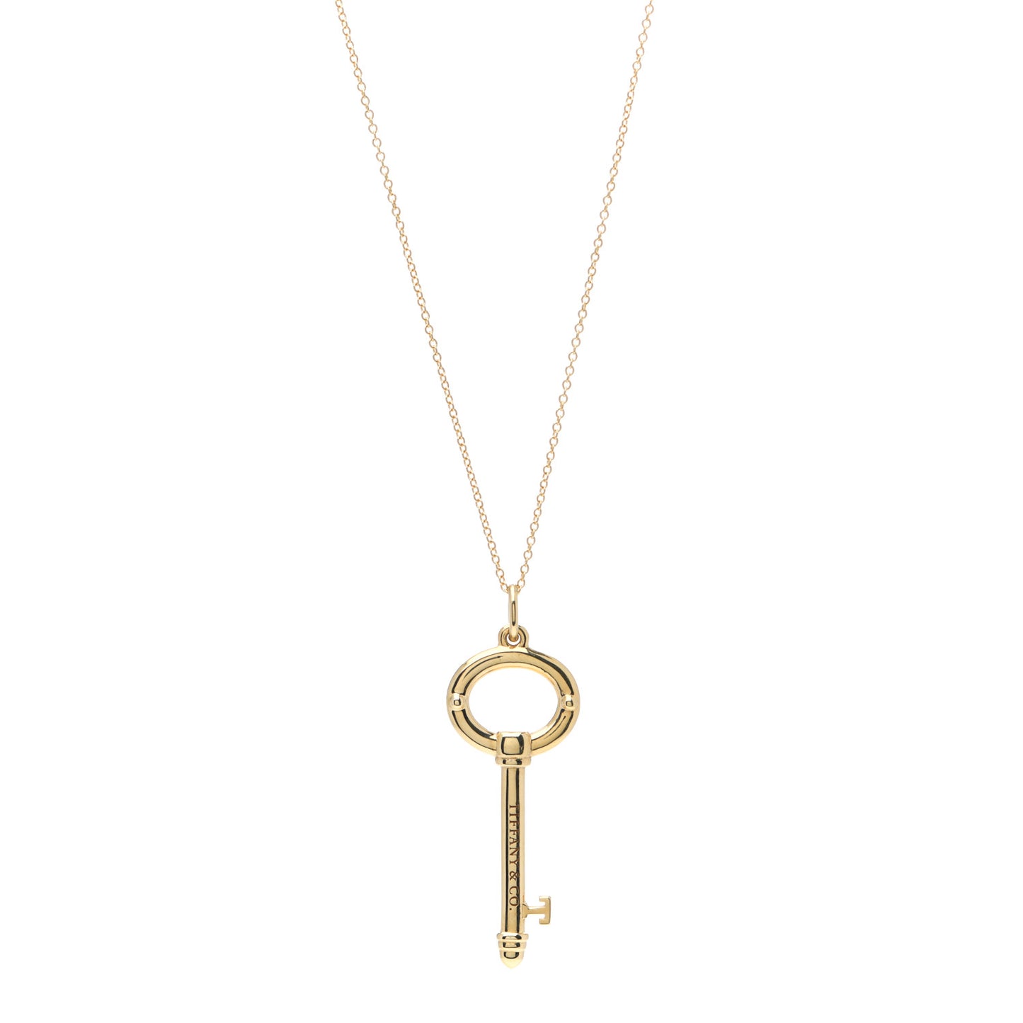 18K Yellow Gold Small Oval Key Pendant Necklace