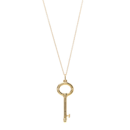 Tiffany 18K Yellow Gold Small Oval Key Pendant Necklace 1 of 5