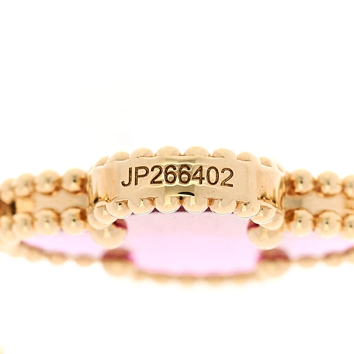 Van Cleef & Arpels 18K Yellow Gold Pink Enamel 5 Motifs Vintage Alhambra Bracelet 4 of 5