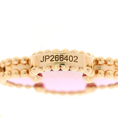 Van Cleef & Arpels 18K Yellow Gold Pink Enamel 5 Motifs Vintage Alhambra Bracelet 4 of 5