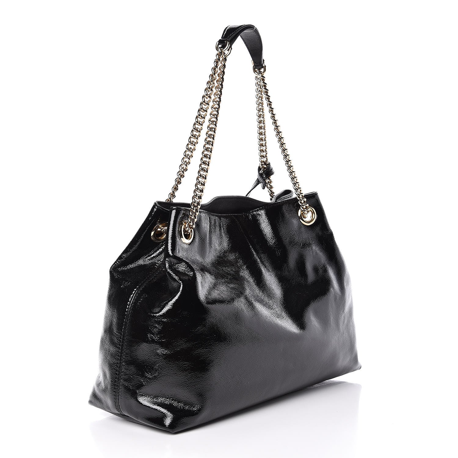 Gucci Patent Medium Soho Chain Shoulder Bag Black 3 of 9