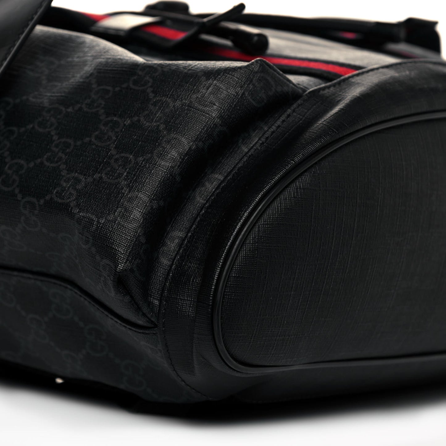 Soft GG Supreme Monogram Appia Calfskin Web Double Buckle Backpack Black
