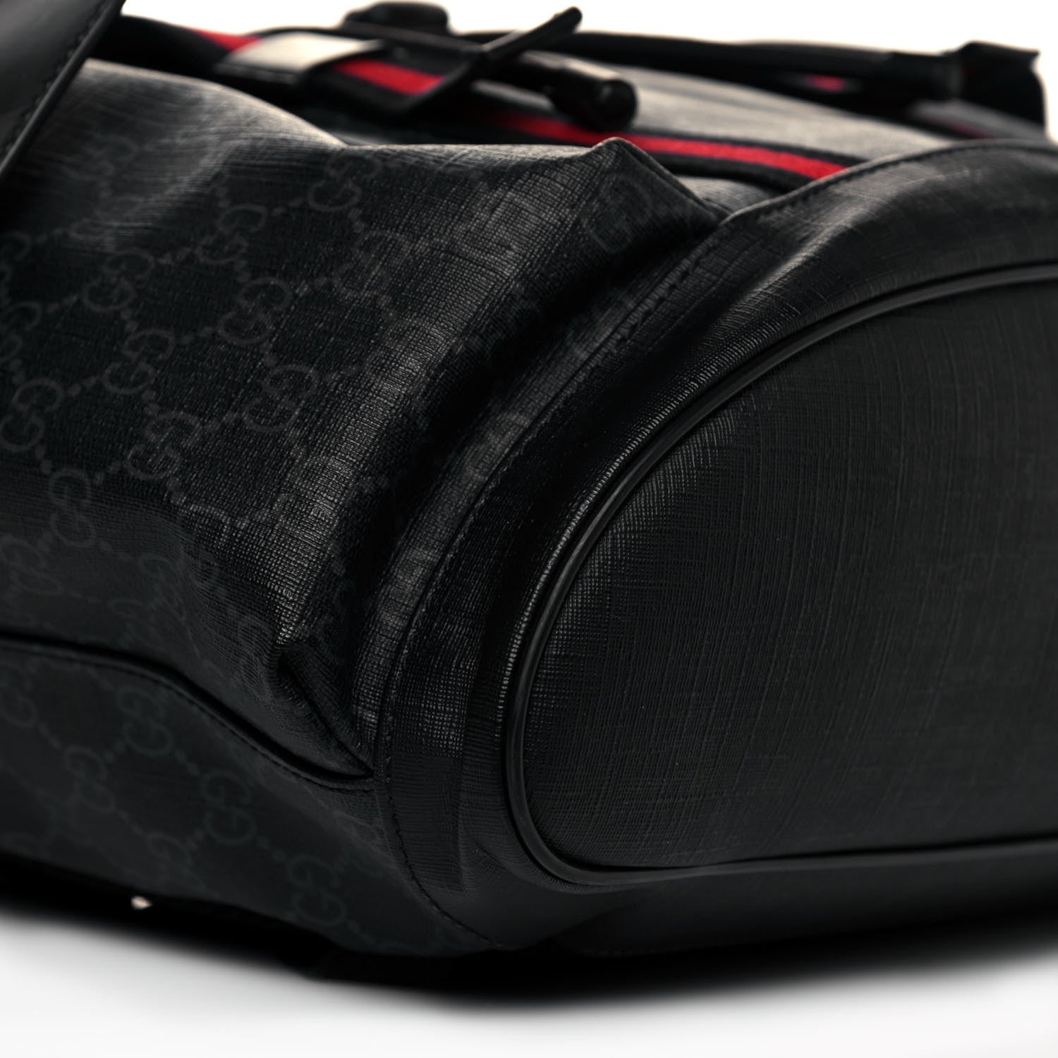 Gucci Soft GG Supreme Monogram Appia Calfskin Web Double Buckle Backpack Black 9 of 15