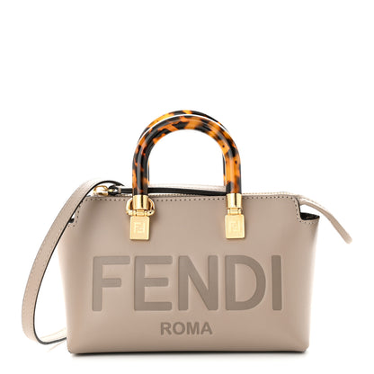 Fendi Vitello King Plexiglass Logo Embossed Mini By The Way Top Handle Boston Bag Tortora 1 of 10