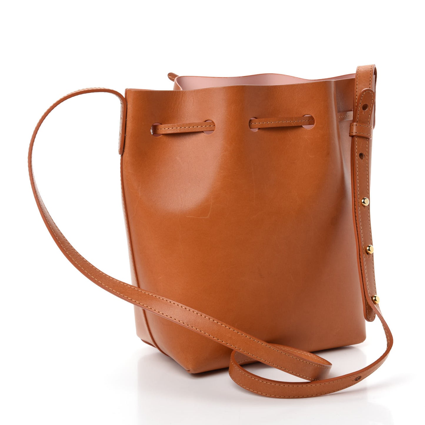 Calfskin Mini Bucket Bag Cammello Rosa