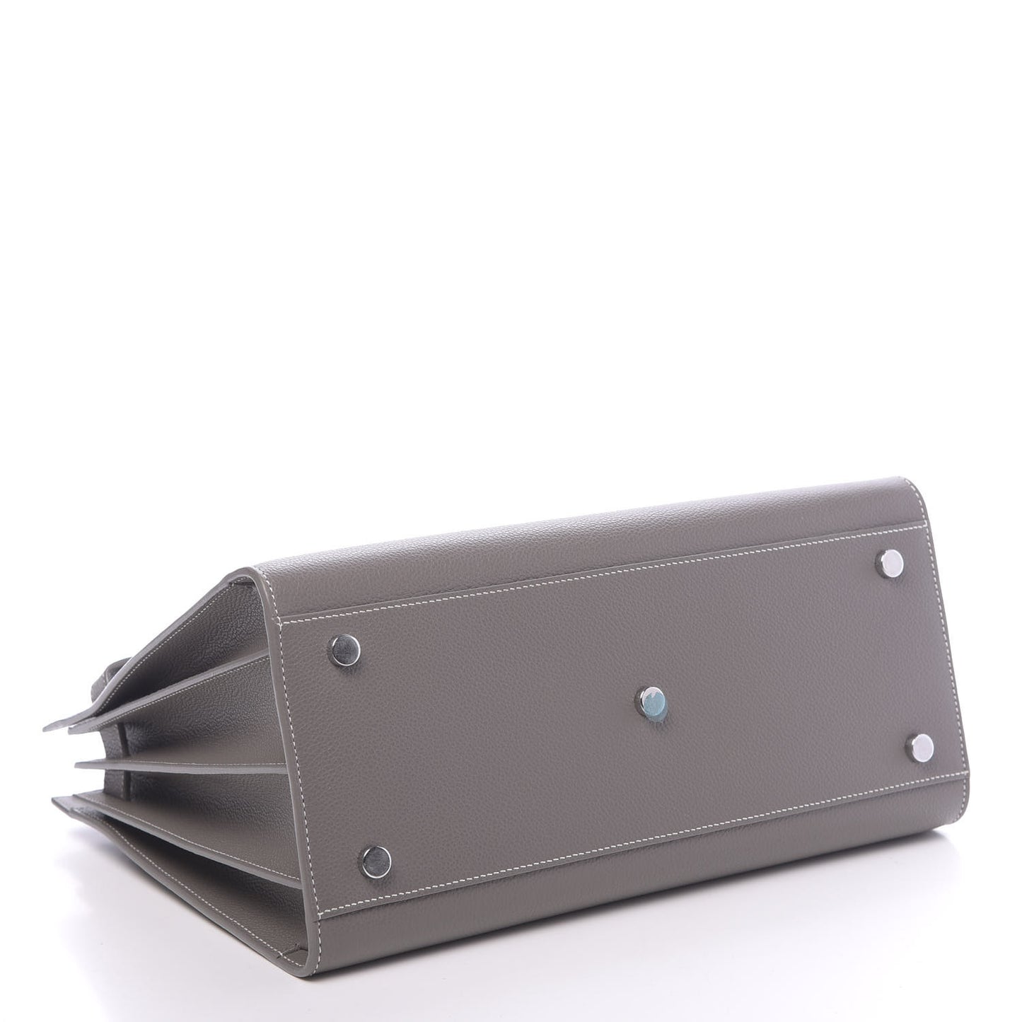 Grained Calfskin Topstitch Small Sac De Jour Grey