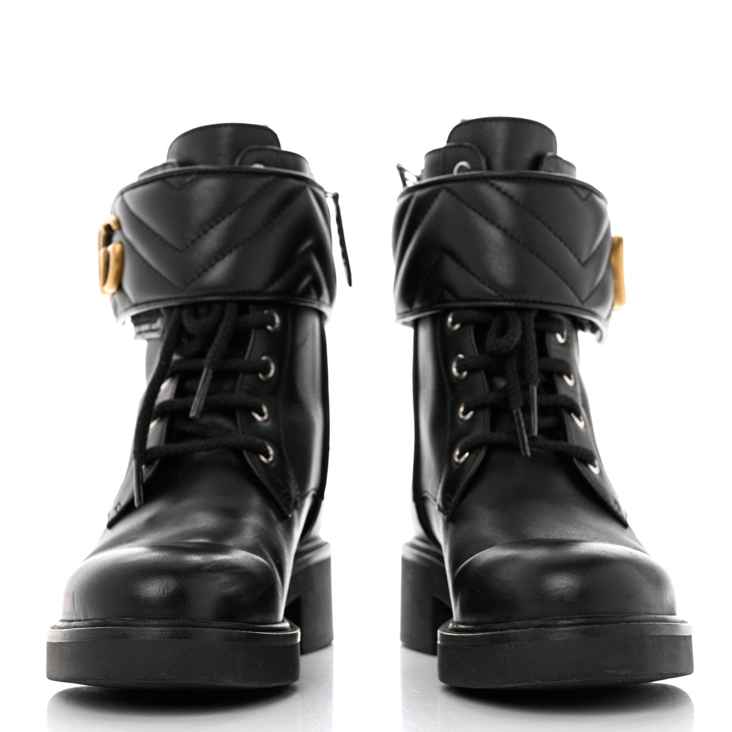 Flores Calfskin Nappa Matelasse GG 40mm Ankle Boots 37.5 Black