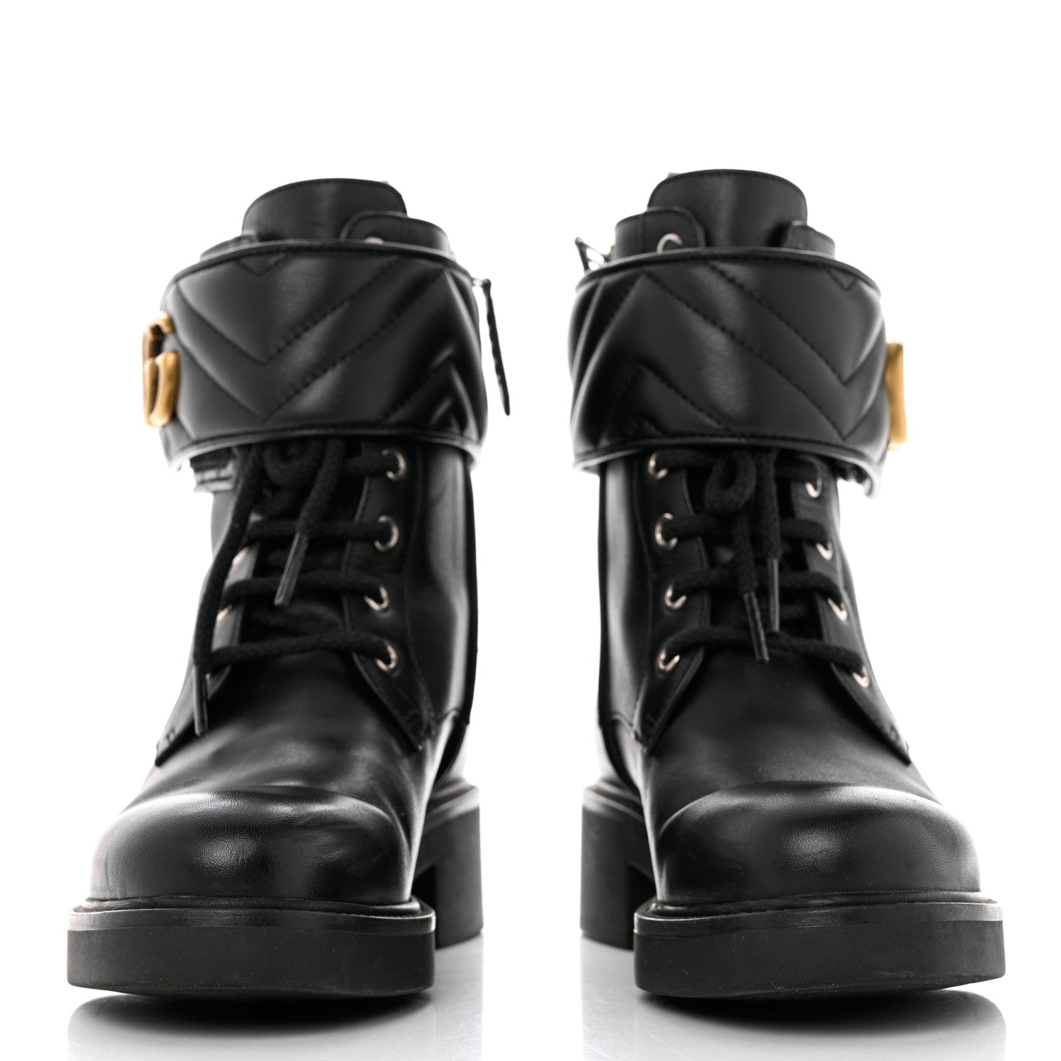 Gucci Flores Calfskin Nappa Matelasse GG 40mm Ankle Boots 37.5 Black 2 of 11