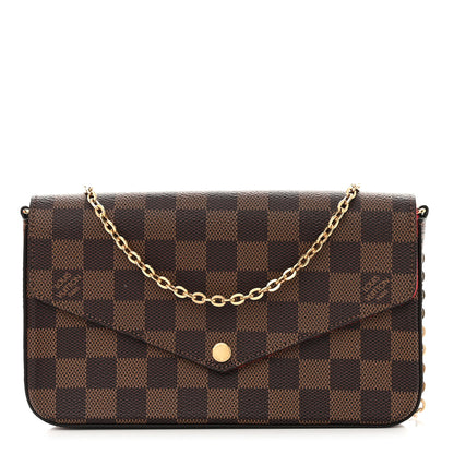 Louis Vuitton Damier Ebene Pochette Felicie Chain Wallet 1 of 11